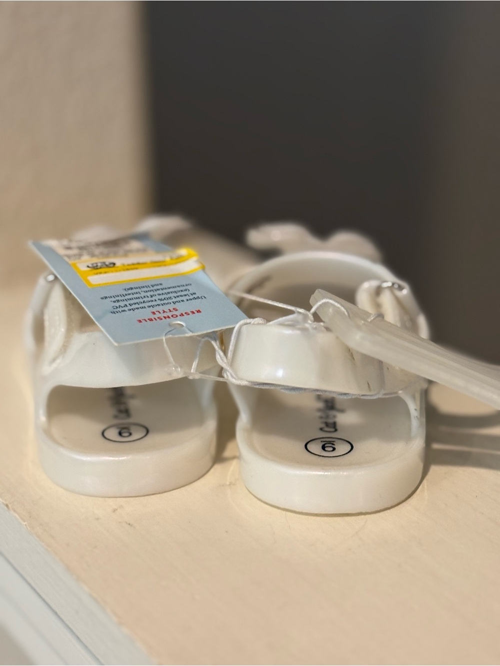 Girls Cat & Jack Toddler Pearl White Colored Sandal Size 9 NEW - Picture 4 of 6